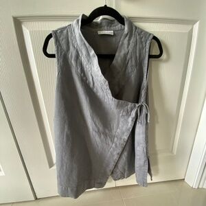 bryn Walker Asymmetrical Linen Tie Top